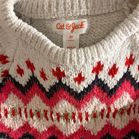 Cat & Jack Kids Fair Isle Dress - Cream, Red, and Black - Picture 2 of 3